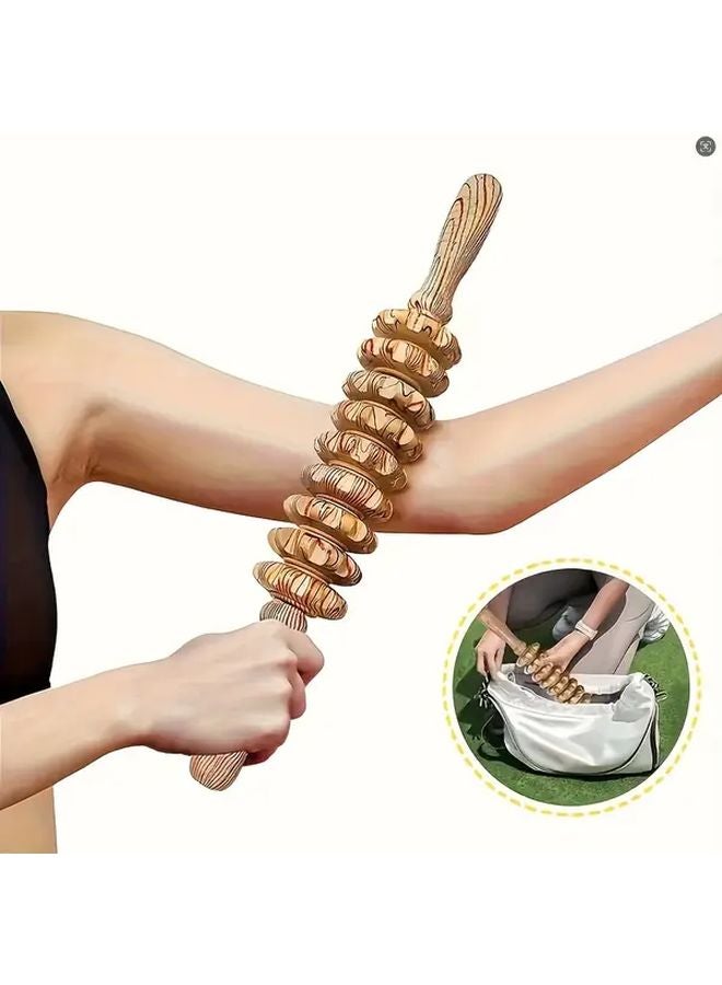 Wooden Massage 9 Wheel Stick For Full Body Shaping Muscle Relaxation Anti Cellulite - Image 5